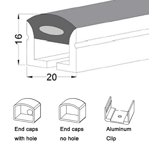 Flex Silicone LED Strip Diffuser Channel With Curved Top 120° Top Emitting 20*16mm Flex Silicone LED Strip Diffuser Channel With Curved Top 120° Top Emitting 20*16mm